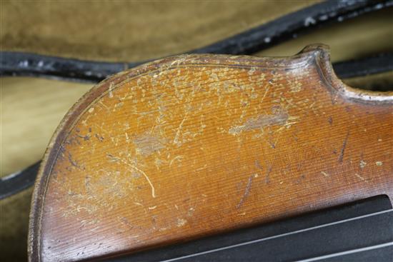 A mandolin and a cased violin